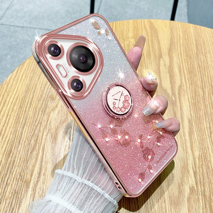 For Huawei Pura 70 Gradient Glitter Immortal Flower Ring All-inclusive Phone Case(Pink) - Huawei Cases by PMC Jewellery | Online Shopping South Africa | PMC Jewellery | Buy Now Pay Later Mobicred