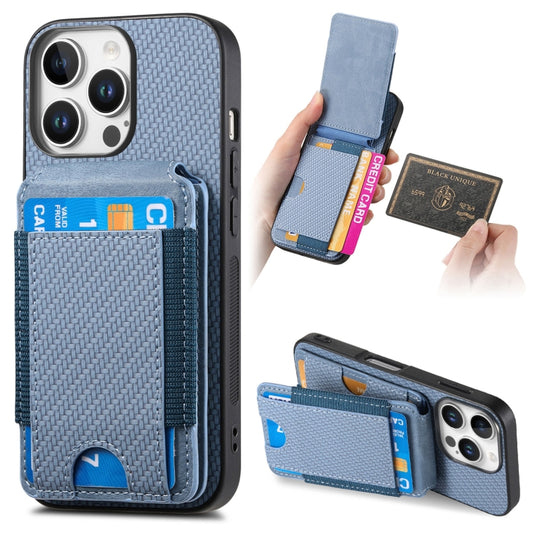 For iPhone 16 Pro Carbon Fiber Vertical Flip Wallet Stand Phone Case(Blue) - iPhone 16 Pro Cases by PMC Jewellery | Online Shopping South Africa | PMC Jewellery | Buy Now Pay Later Mobicred