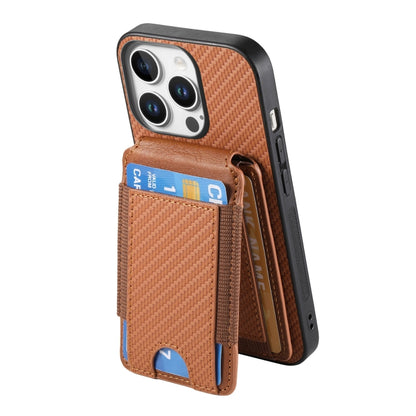 For iPhone 16 Pro Carbon Fiber Vertical Flip Wallet Stand Phone Case(Brown) - iPhone 16 Pro Cases by PMC Jewellery | Online Shopping South Africa | PMC Jewellery | Buy Now Pay Later Mobicred