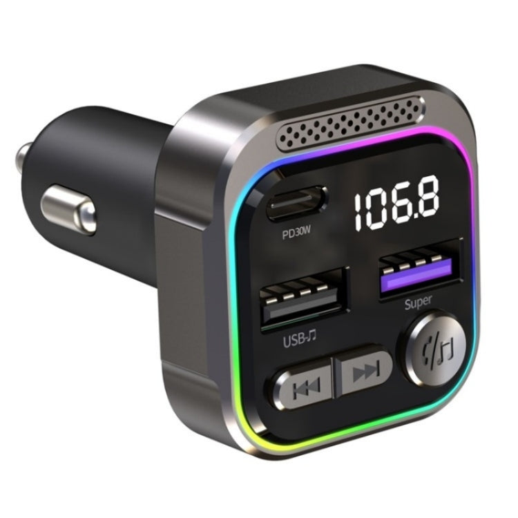 C54 PD 30W Dual USB Car Charger Alloy Car Bluetooth Adapter FM Transmitter MP3 Player - Car Charger by PMC Jewellery | Online Shopping South Africa | PMC Jewellery | Buy Now Pay Later Mobicred