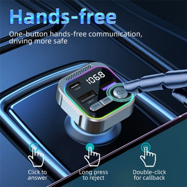 C54 PD 30W Dual USB Car Charger Alloy Car Bluetooth Adapter FM Transmitter MP3 Player - Car Charger by PMC TechLife | Online Shopping South Africa | PMC TechLife | Buy Now Pay Later Mobicred