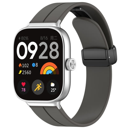 For Redmi Watch 4 Groove Folding Magnetic Buckle Silicone Watch Band(Dark Gray) - Watch Bands by PMC Jewellery | Online Shopping South Africa | PMC Jewellery