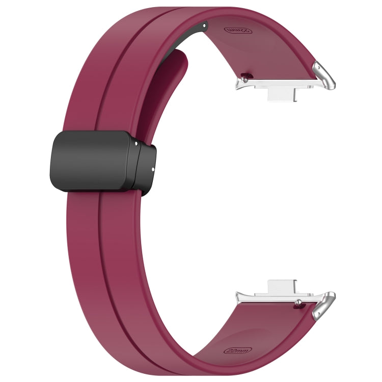 For Xiaomi  Mi Band 8 Pro Groove Folding Magnetic Buckle Silicone Watch Band(Wine Red) - Watch Bands by PMC Jewellery | Online Shopping South Africa | PMC Jewellery