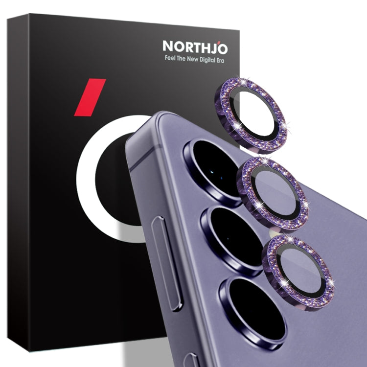 For Samsung Galaxy S24 5G NORTHJO Camera Lens Bling Glitter Metal Ring Tempered Glass Film(Purple) - Galaxy S24 5G Tempered Glass by NORTHJO | Online Shopping South Africa | PMC Jewellery | Buy Now Pay Later Mobicred