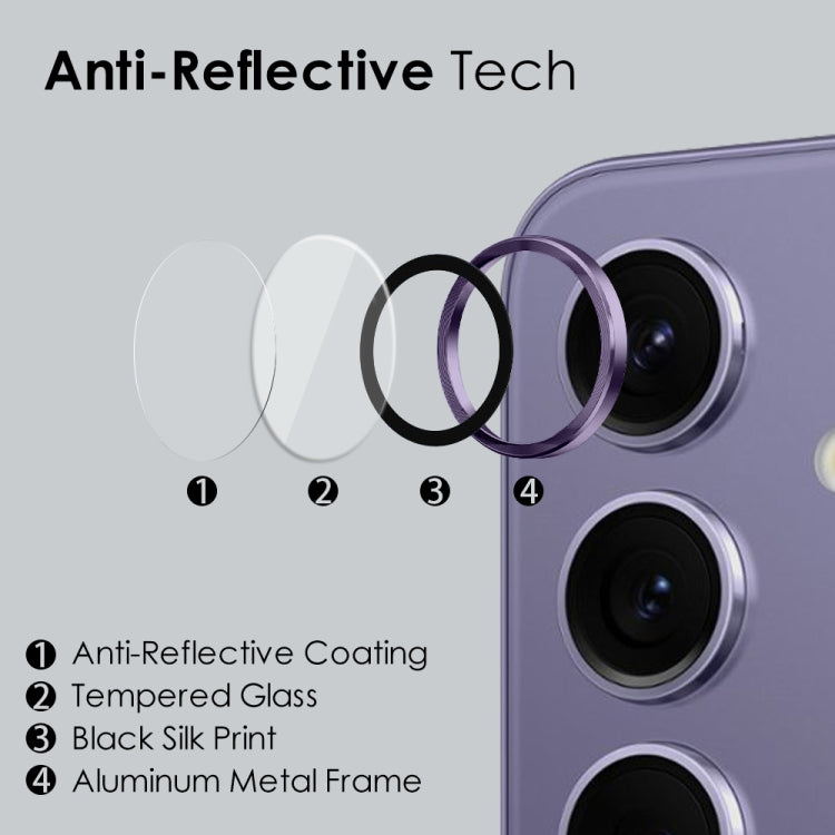 For Samsung Galaxy S24 5G NORTHJO Camera LensCD Vein Metal Ring Tempered Glass Film(Purple) - Galaxy S24 5G Tempered Glass by NORTHJO | Online Shopping South Africa | PMC Jewellery | Buy Now Pay Later Mobicred