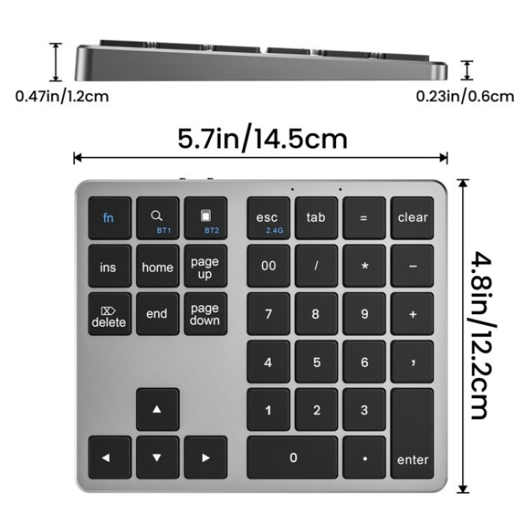 K-35 Computer Laptop Keyboard 35-Keys Tablet Accessories Bluetooth Keypad(Black Gray) - Wireless Keyboard by PMC Jewellery | Online Shopping South Africa | PMC Jewellery | Buy Now Pay Later Mobicred