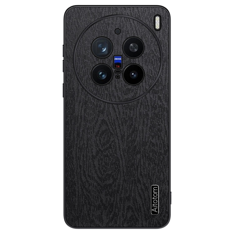 For vivo X200 Pro mini Tree Bark Leather Shockproof Phone Case(Black) - X200 Pro mini Cases by PMC Jewellery | Online Shopping South Africa | PMC Jewellery | Buy Now Pay Later Mobicred