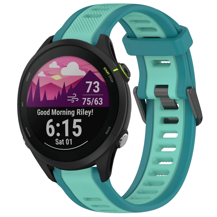 For Garmin Forerunner 255 Music 22mm Two Color Textured Silicone Watch Band(Teal) - Watch Bands by PMC Jewellery | Online Shopping South Africa | PMC Jewellery