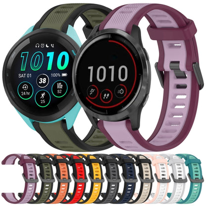 For Garmin Vivoactive 4 22mm Two Color Textured Silicone Watch Band(Teal) - Watch Bands by PMC Jewellery | Online Shopping South Africa | PMC Jewellery