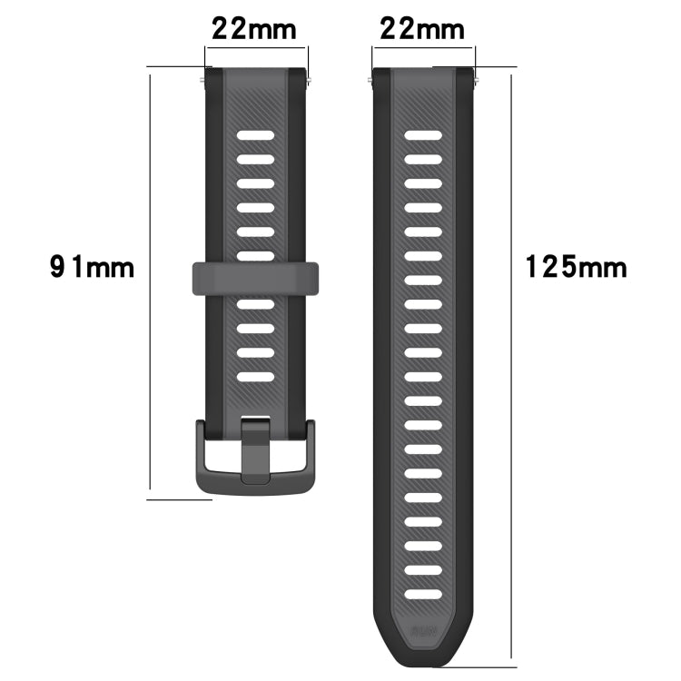 For Garmin Forerunner 265 22mm Two Color Textured Silicone Watch Band(Yellow+Black) - Watch Bands by PMC Jewellery | Online Shopping South Africa | PMC Jewellery