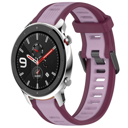 For Amazfit GTR 4 22mm Two-Color Textured Silicone Watch Band(Purple) - Watch Bands by PMC Jewellery | Online Shopping South Africa | PMC Jewellery