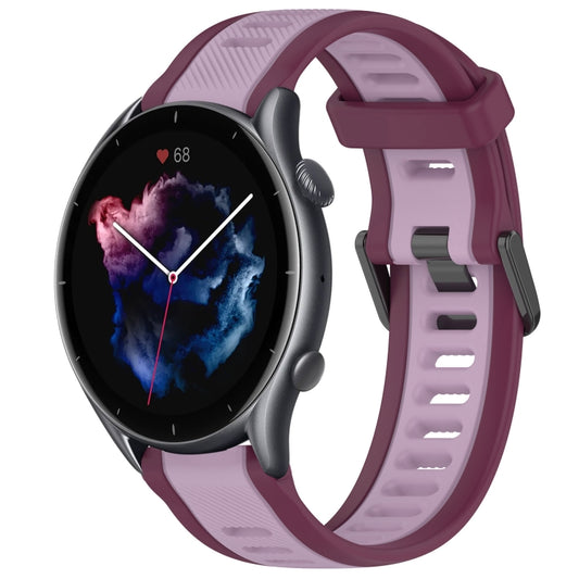 For Amazfit GTR 3 22mm Two-Color Textured Silicone Watch Band(Purple) - Watch Bands by PMC Jewellery | Online Shopping South Africa | PMC Jewellery