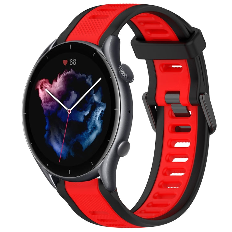 For Amazfit GTR 3 Pro 22mm Two-Color Textured Silicone Watch Band(Red+Black) - Watch Bands by PMC Jewellery | Online Shopping South Africa | PMC Jewellery