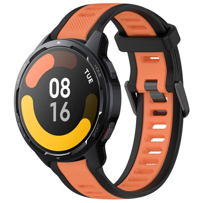 For Xiaomi Watch S1 Active 22mm Two Color Textured Silicone Watch Band(Orange+Black) - Watch Bands by PMC Jewellery | Online Shopping South Africa | PMC Jewellery