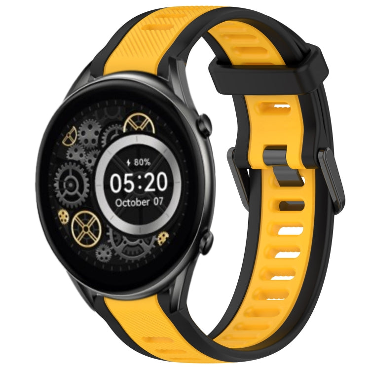 For Xiaomi Haylou RT2 LS10 22mm Two Color Textured Silicone Watch Band(Yellow+Black) - Watch Bands by PMC Jewellery | Online Shopping South Africa | PMC Jewellery