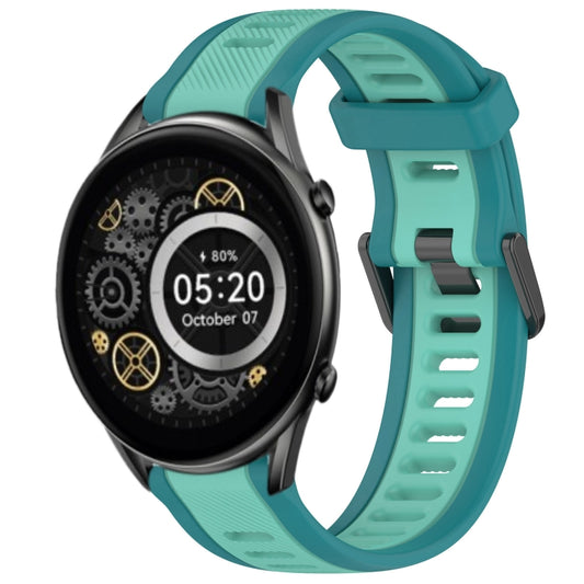 For Xiaomi Haylou RT2 LS10 22mm Two Color Textured Silicone Watch Band(Teal) - Watch Bands by PMC Jewellery | Online Shopping South Africa | PMC Jewellery