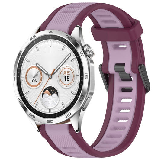 For Huawei Watch GT4 46mm 22mm Two Color Textured Silicone Watch Band(Purple) - Watch Bands by PMC Jewellery | Online Shopping South Africa | PMC Jewellery