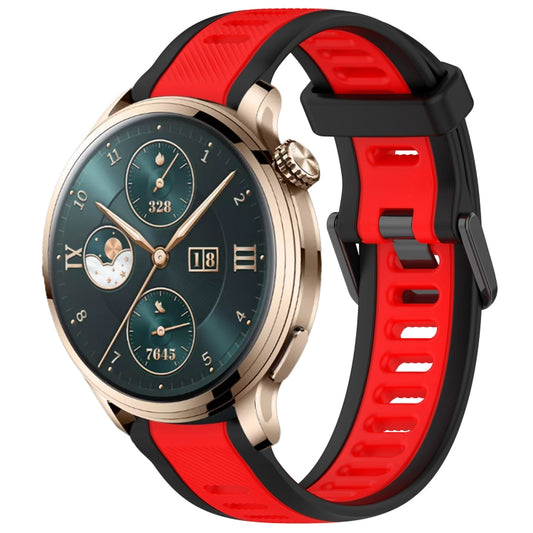 For Honor Watch 4 Pro 22mm Two Color Textured Silicone Watch Band(Red+Black) - Watch Bands by PMC Jewellery | Online Shopping South Africa | PMC Jewellery