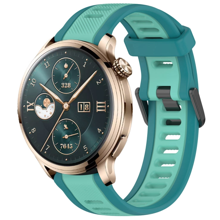 For Honor Watch 4 Pro 22mm Two Color Textured Silicone Watch Band(Teal) - Watch Bands by PMC Jewellery | Online Shopping South Africa | PMC Jewellery