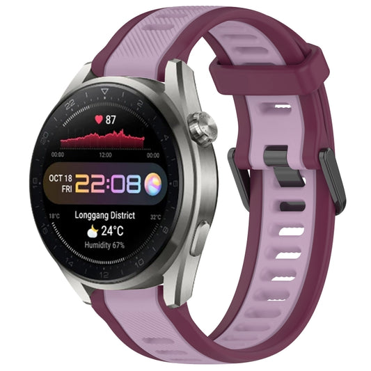 For Huawei Watch 3 Pro New 22mm Two Color Textured Silicone Watch Band(Purple) - Watch Bands by PMC Jewellery | Online Shopping South Africa | PMC Jewellery