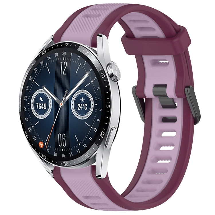 For Huawei Watch GT3 46mm 22mm Two Color Textured Silicone Watch Band(Purple) - Watch Bands by PMC Jewellery | Online Shopping South Africa | PMC Jewellery