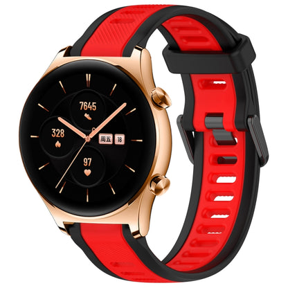 For Honor Watch GS 3 22mm Two Color Textured Silicone Watch Band(Red+Black) - Watch Bands by PMC Jewellery | Online Shopping South Africa | PMC Jewellery