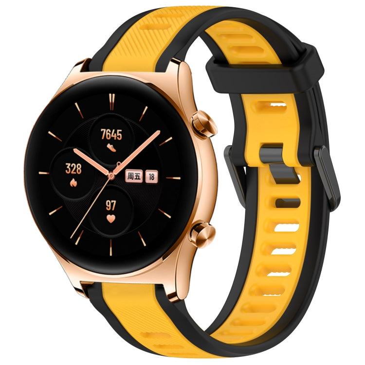 For Honor Watch GS 3 22mm Two Color Textured Silicone Watch Band(Yellow+Black) - Watch Bands by PMC Jewellery | Online Shopping South Africa | PMC Jewellery