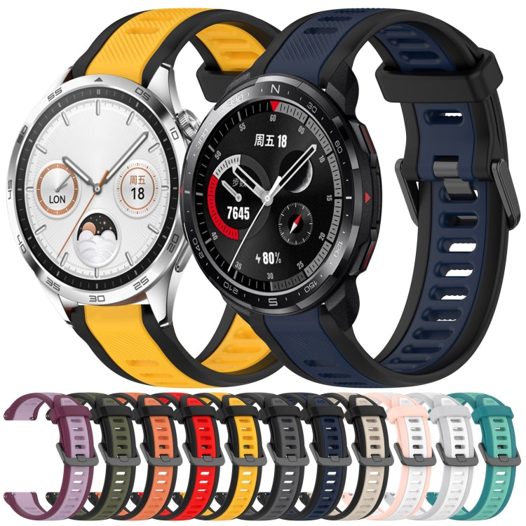 For Huawei Watch 4 Pro 22mm Two Color Textured Silicone Watch Band(Midnight Blue+Black) - Watch Bands by PMC Jewellery | Online Shopping South Africa | PMC Jewellery