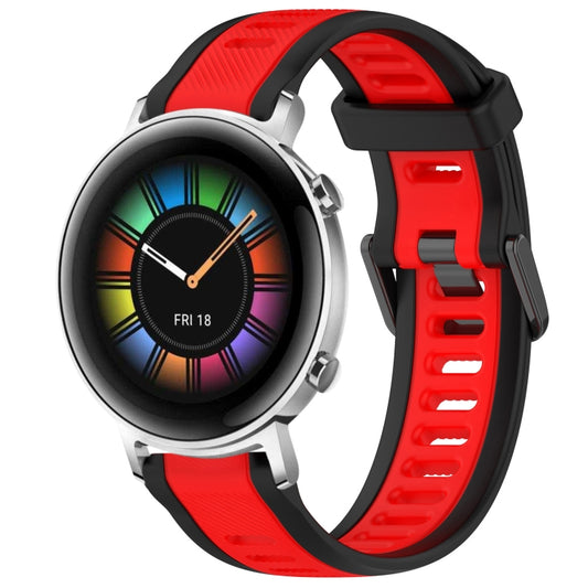 For Huawei Watch GT2 42mm 20mm Two Color Textured Silicone Watch Band(Red+Black) - Watch Bands by PMC Jewellery | Online Shopping South Africa | PMC Jewellery