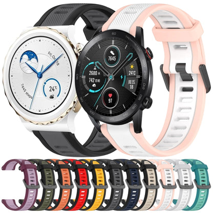 For Huawei Watch GT3 42mm 20mm Two Color Textured Silicone Watch Band(Teal) - Watch Bands by PMC Jewellery | Online Shopping South Africa | PMC Jewellery