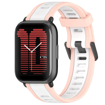 For Amazfit Active 20mm Two-Color Textured Silicone Watch Band(White+Pink) - Watch Bands by PMC Jewellery | Online Shopping South Africa | PMC Jewellery