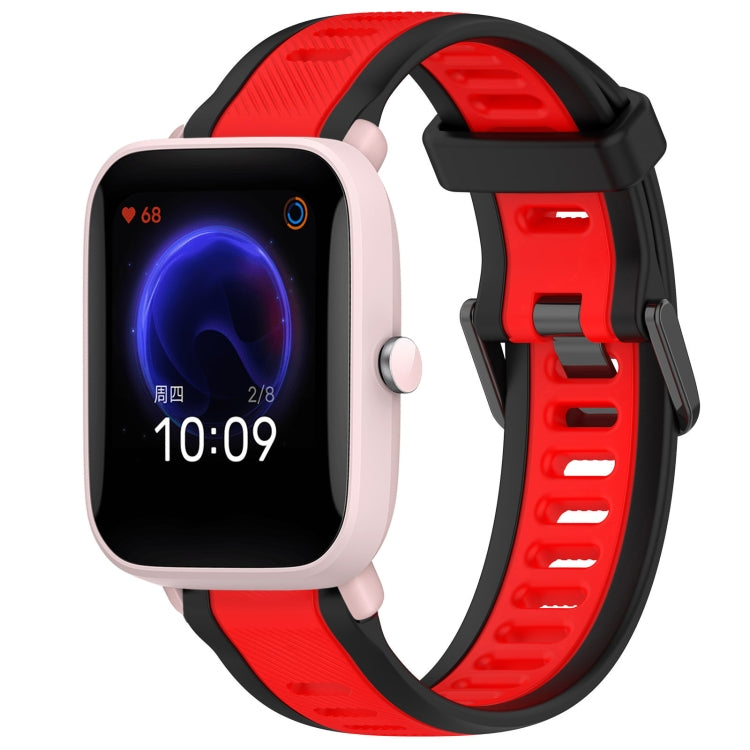 For Amazfit Pop Pro 20mm Two-Color Textured Silicone Watch Band(Red+Black) - Watch Bands by PMC Jewellery | Online Shopping South Africa | PMC Jewellery