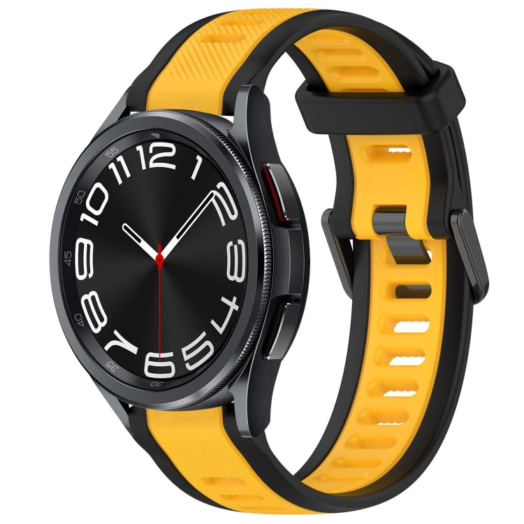 For Samsung Galaxy Watch 6 Classic 47mm 20mm Two Color Textured Silicone Watch Band(Yellow+Black) - Watch Bands by PMC Jewellery | Online Shopping South Africa | PMC Jewellery