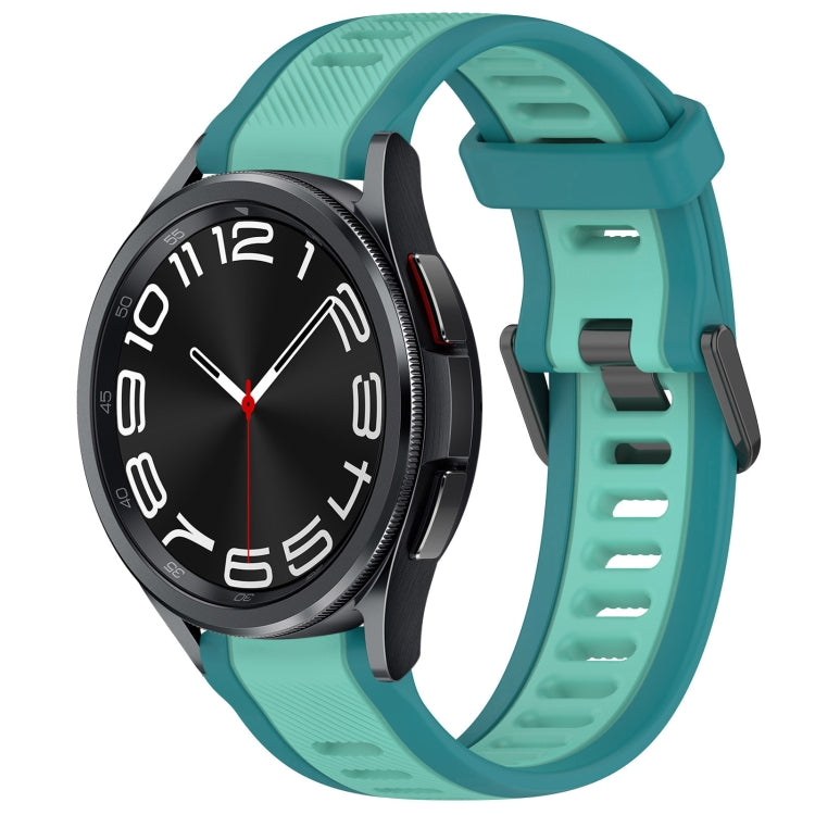 For Samsung Galaxy Watch 6 Classic 43mm 20mm Two Color Textured Silicone Watch Band(Teal) - Watch Bands by PMC Jewellery | Online Shopping South Africa | PMC Jewellery