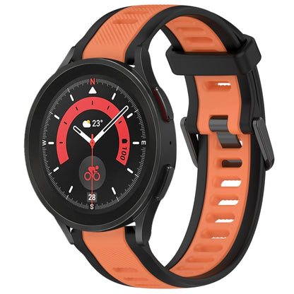 For Samsung Galaxy Watch 5 Pro  45mm 20mm Two Color Textured Silicone Watch Band(Orange+Black) - Watch Bands by PMC Jewellery | Online Shopping South Africa | PMC Jewellery