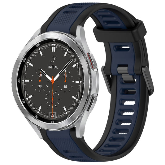 For Samsung  Galaxy Watch 4 Classic 46mm 20mm Two Color Textured Silicone Watch Band(Midnight Blue+Black) - Watch Bands by PMC Jewellery | Online Shopping South Africa | PMC Jewellery