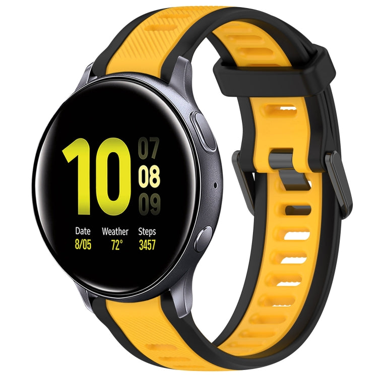 For Samsung Galaxy Watch Active 2 40mm 20mm Two Color Textured Silicone Watch Band(Yellow+Black) - Watch Bands by PMC Jewellery | Online Shopping South Africa | PMC Jewellery