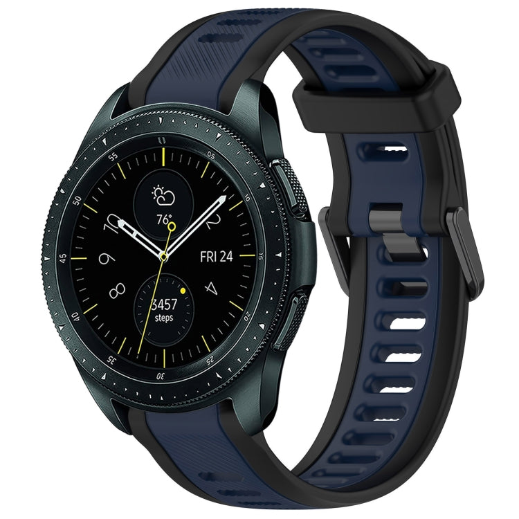 For Samsung Galaxy Watch 42mm 20mm Two Color Textured Silicone Watch Band(Midnight Blue+Black) - Watch Bands by PMC Jewellery | Online Shopping South Africa | PMC Jewellery