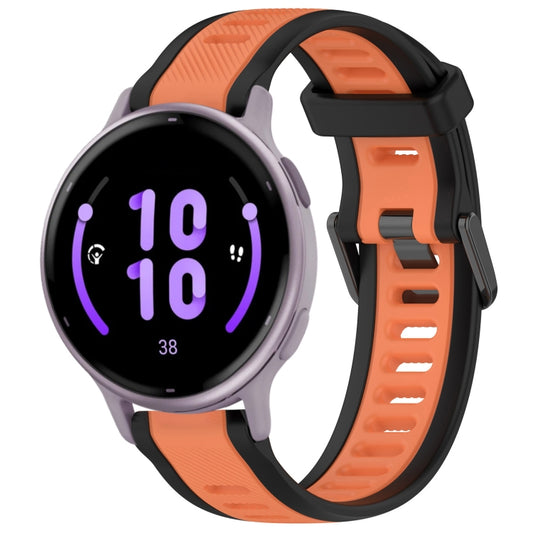 For Garmin Active 5 20mm Two Color Textured Silicone Watch Band(Orange+Black) - Watch Bands by PMC Jewellery | Online Shopping South Africa | PMC Jewellery