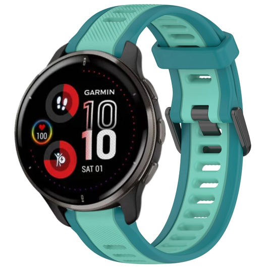 For Garmin Venu 2 Plus 20mm Two Color Textured Silicone Watch Band(Teal) - Watch Bands by PMC Jewellery | Online Shopping South Africa | PMC Jewellery