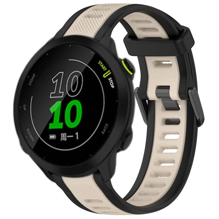 For Garmin Forerunner 158 20mm Two Color Textured Silicone Watch Band(Starlight + Black) - Watch Bands by PMC TechLife | Online Shopping South Africa | PMC TechLife