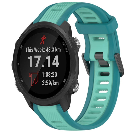 For Garmin Forerunner 245 / 245 Music 20mm Two Color Textured Silicone Watch Band(Teal) - Watch Bands by PMC Jewellery | Online Shopping South Africa | PMC Jewellery