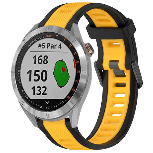 For Garmin Approach S40 20mm Two Color Textured Silicone Watch Band(Yellow+Black) - Watch Bands by PMC Jewellery | Online Shopping South Africa | PMC Jewellery