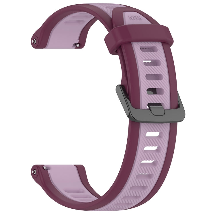 For Garmin Forerunner 255S 18mm Two Color Textured Silicone Watch Band(Purple) - Watch Bands by PMC TechLife | Online Shopping South Africa | PMC TechLife