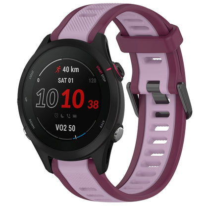 For Garmin Forerunner 255S Music 18mm Two Color Textured Silicone Watch Band(Purple) - Watch Bands by PMC Jewellery | Online Shopping South Africa | PMC Jewellery