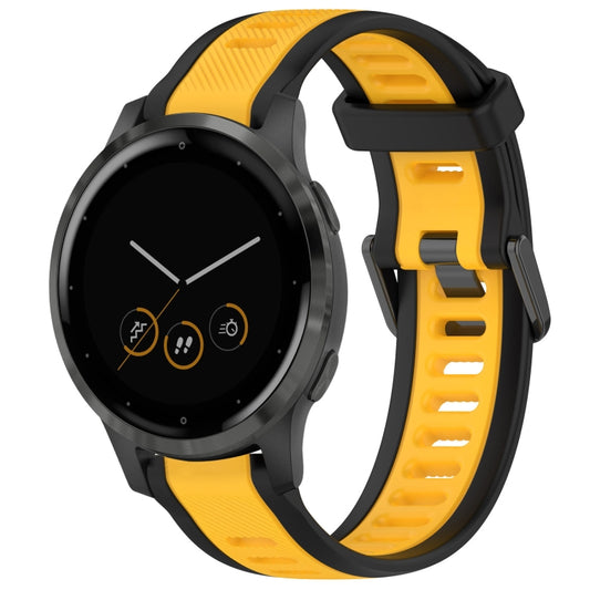 For Garmin Vivoactive 4S 18mm Two Color Textured Silicone Watch Band(Yellow+Black) - Watch Bands by PMC Jewellery | Online Shopping South Africa | PMC Jewellery