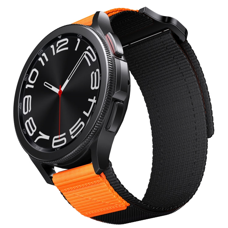 22mm Two Color Nylon Canvas Hook And Loop Fastener Watch Band(Black+Orange) - 22mm Bands by PMC Jewellery | Online Shopping South Africa | PMC Jewellery