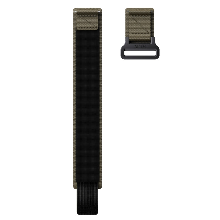 22mm Two Color Nylon Canvas Hook And Loop Fastener Watch Band(Army Green+Black) - 22mm Bands by PMC TechLife | Online Shopping South Africa | PMC TechLife