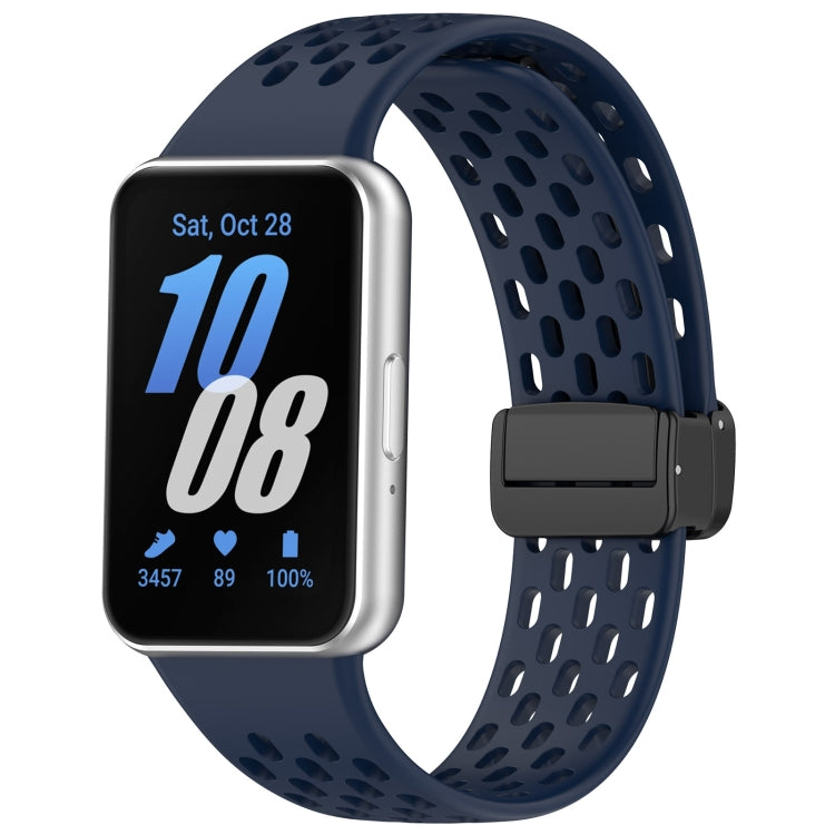 For Samsung Galaxy Fit 3 Hole Style Magnetic Folding Buckle Silicone Watch Band(Midnight Blue) - Watch Bands by PMC Jewellery | Online Shopping South Africa | PMC Jewellery