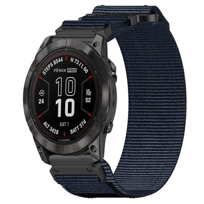 For Garmin Fenix 7 Pro 47mm 22mm Nylon Hook And Loop Fastener Watch Band(Blue) - Watch Bands by PMC Jewellery | Online Shopping South Africa | PMC Jewellery